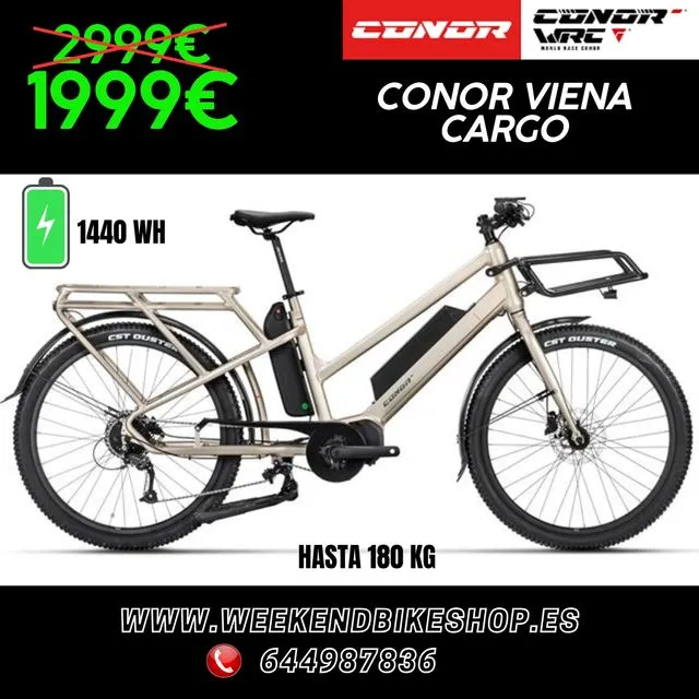 BICICLETA ELECTRICA NUEVA CONOR VIENA CARGO